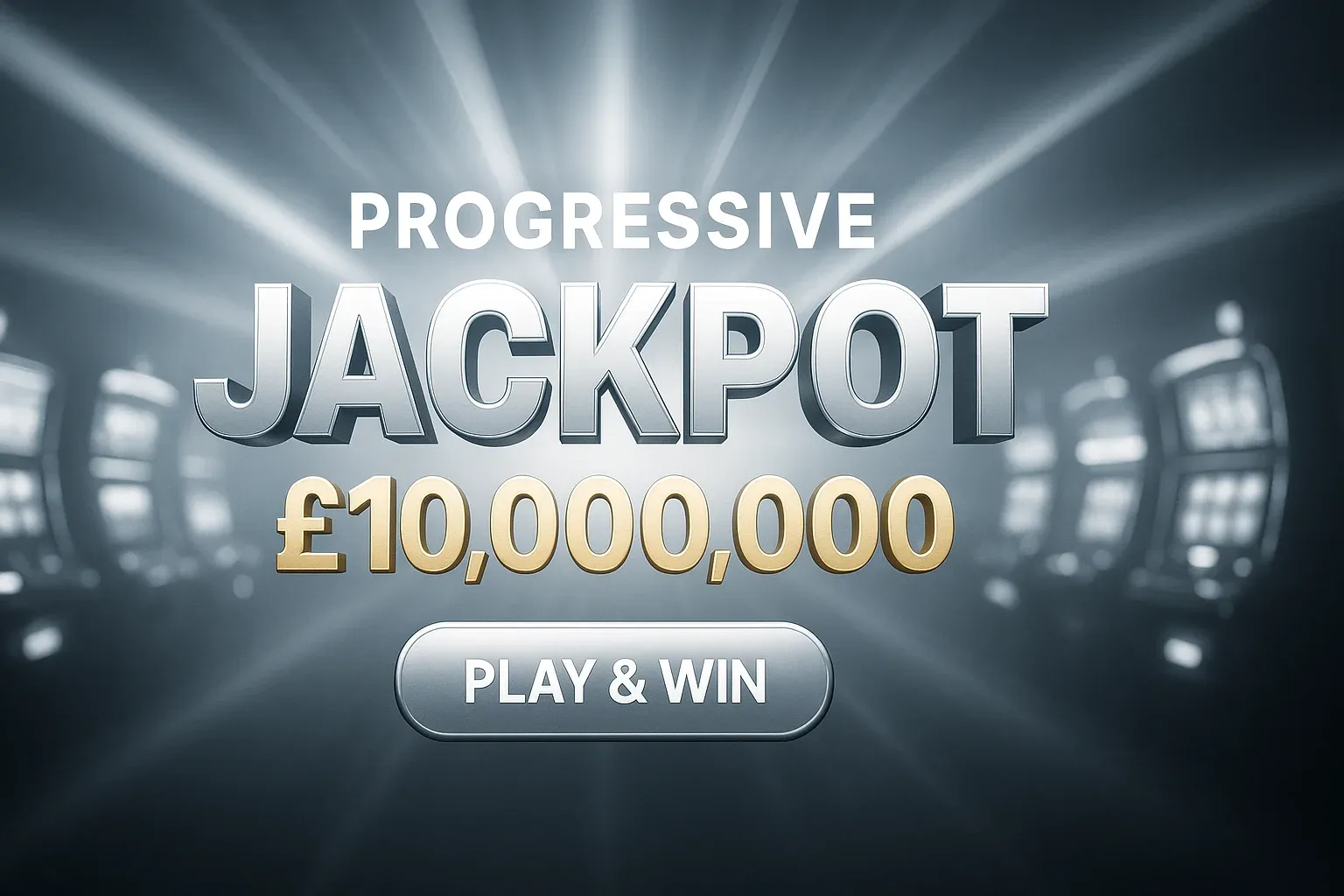 Photorealistic progressive jackpot casino banner with £10,000,000 and play button